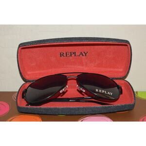Replay Black Aviator Fashion Sunglasses